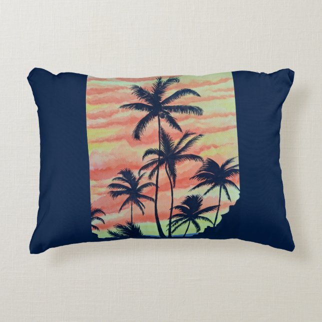 Hawaiian Coconut Palms Accent Kussen (Voorkant)