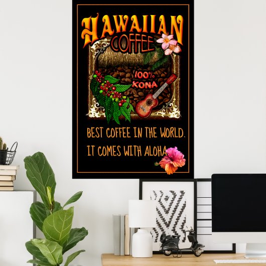 Hawaiian Coffee Poster (Thuiskantoor)
