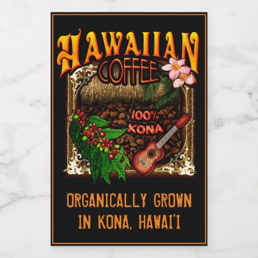 Hawaiian Coffee Voedselcontainer Etiket (Enkel label)