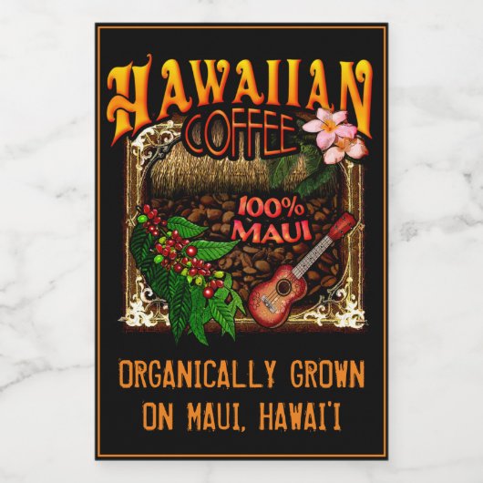 Hawaiian Coffee Voedselcontainer Etiket (Enkel label)