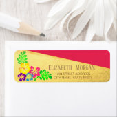 Hawaiian Colorful Hibiscus, Gold Address Label (Insitu)