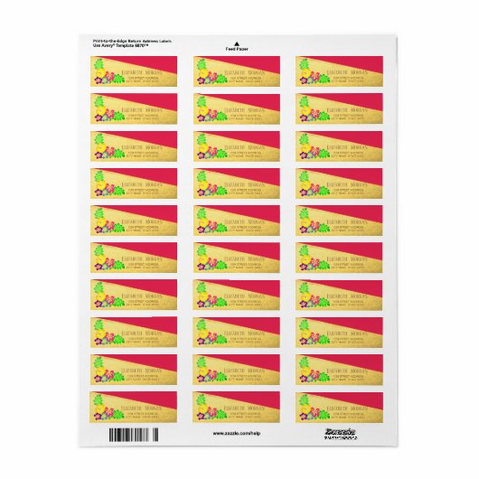 Hawaiian Colorful Hibiscus, Gold Address Label (Full Sheet)