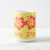 Hawaiian Coral Hibiscus "Live Pono" Surfer Retro Koffiemok (Center)
