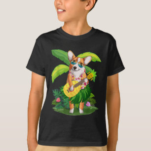 Hawaiian Corgi Hond & Kamp; Ananas Ukulele Zomer T-shirt