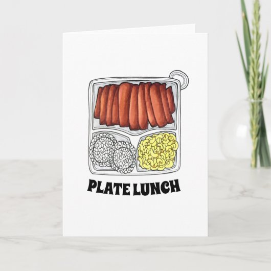 Hawaiian Cuisine Bord Lunch Rice Macaroni Salad Kaart (Voorkant)