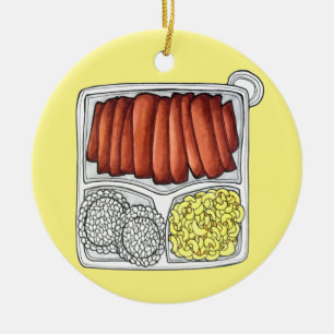 Hawaiian Cuisine Bord Lunch Rice Macaroni Salad Keramisch Ornament