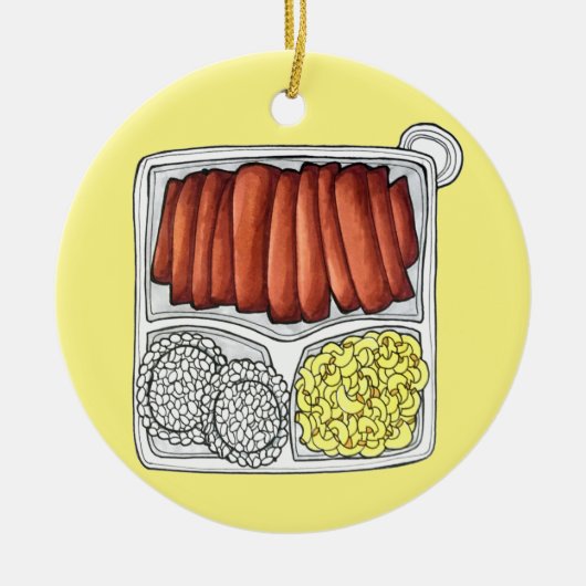 Hawaiian Cuisine Bord Lunch Rice Macaroni Salad Keramisch Ornament (Voorkant)