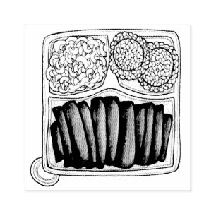 Hawaiian Cuisine Bord Lunch Rice Macaroni Salad Rubberstempel