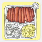 Hawaiian Cuisine Bord Lunch Rice Macaroni Salad Vierkante Sticker (Voorkant)