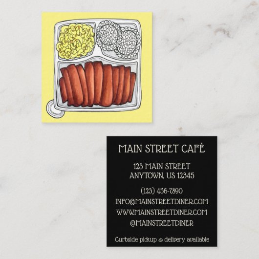 Hawaiian Cuisine Bord Lunch Rice Macaroni Salad Vierkante Visitekaartje (Voorkant / Achterkant)