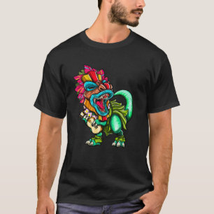 Hawaiian Dinosaur Rex Aloha Family Tiki Luau Party T-shirt