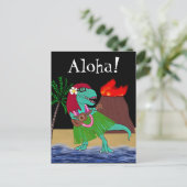 Hawaiian Dinosaur Ukulele Briefkaart (Staand voorkant)