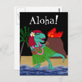 Hawaiian Dinosaur Ukulele Briefkaart (Voorkant / Achterkant)