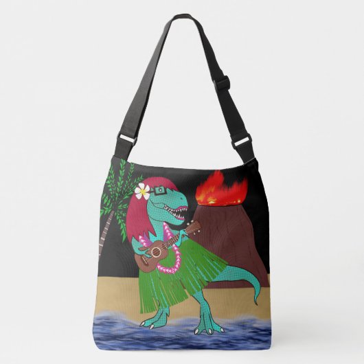 Hawaiian Dinosaur Ukulele Crossbody Tas (Voorkant)