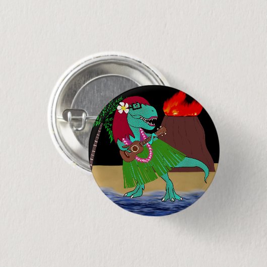 Hawaiian Dinosaur Ukulele Ronde Button 3,2 Cm (Voorkant /achterkant)