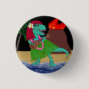 Hawaiian Dinosaur Ukulele Ronde Button 3,2 Cm