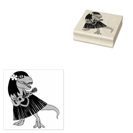 Hawaiian Dinosaur Ukulele Rubberstempel (Gestempeld)