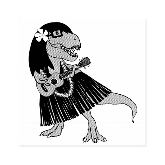 Hawaiian Dinosaur Ukulele Rubberstempel (Afrduk)