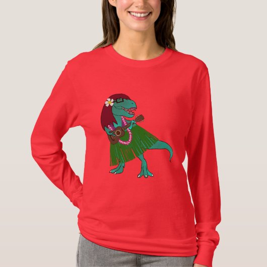 Hawaiian Dinosaur Ukulele T-shirt (Voorkant)