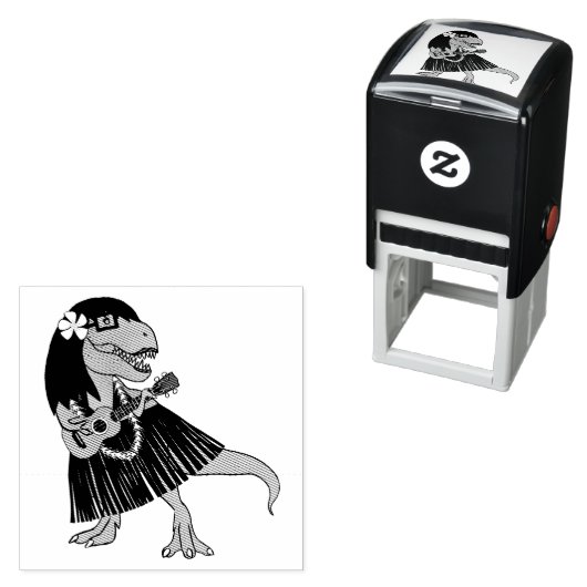 Hawaiian Dinosaur Ukulele Zelfinktende Stempel (In situ)