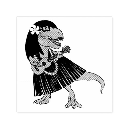 Hawaiian Dinosaur Ukulele Zelfinktende Stempel (Design)