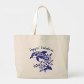 Hawaiian Dolphin-Flippin' Fabulous-Blue Grote Tote Bag (Achterkant)