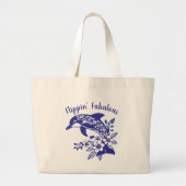 Hawaiian Dolphin-Flippin' Fabulous-Blue Grote Tote Bag (Voorkant)
