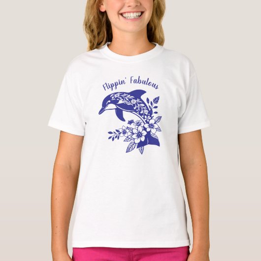 Hawaiian Dolphin Flippin' Fabulous Blue T-shirt (Voorkant)