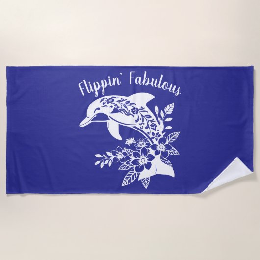 Hawaiian Dolphin Flippin Fabulous-Deep Blue Strandlaken (Voorkant)