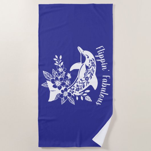 Hawaiian Dolphin Flippin Fabulous-Deep Blue Strandlaken (Voorkant)