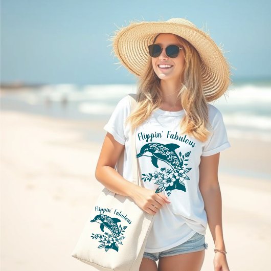 Hawaiian Dolphin-Flippin' Fabulous-Fisherman Core Grote Tote Bag