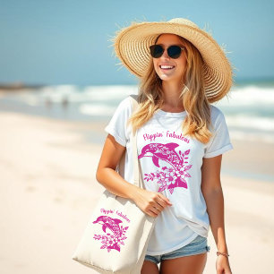 Hawaiian Dolphin-Flippin' Fabulous-Fisherman Core Grote Tote Bag