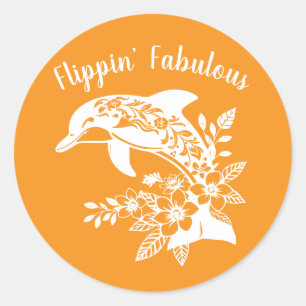 Hawaiian Dolphin Flippin Fabulous-Oranje Ronde Sticker