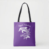 Hawaiian Dolphin-Flippin' Fabulous-Paarse Tote Bag (Voorkant)