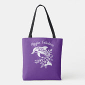Hawaiian Dolphin-Flippin' Fabulous-Paarse Tote Bag (Achterkant)