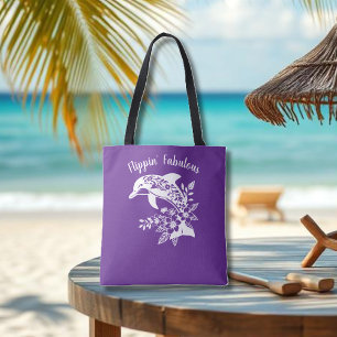 Hawaiian Dolphin-Flippin' Fabulous-Paarse Tote Bag