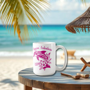 Hawaiian Dolphin Flippin' Fabulous-Pink Koffiemok