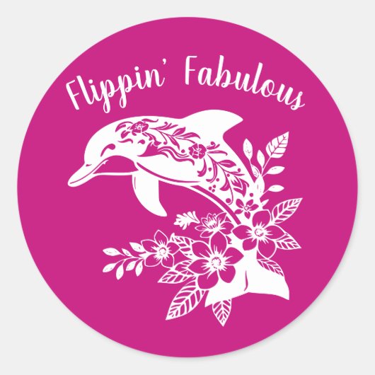 Hawaiian Dolphin Flippin Fabulous-Pink Ronde Sticker (Voorkant)