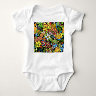 Hawaiian doodles: kleurrijke, naadloze cartoon pat romper