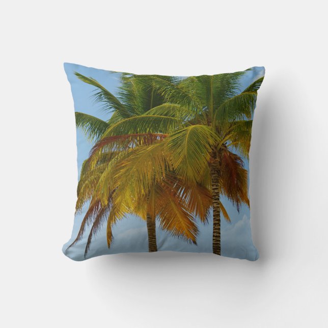 Hawaiian Exotic Beach Palm Trees Kussen (Voorkant)