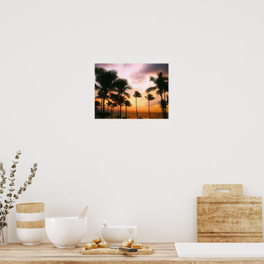 Hawaiian Exotic Beach Palm Trees Poster (Keuken)