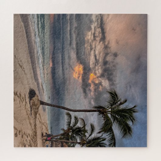 Hawaiian Exotic Beach Palm Trees & Sunrise Legpuzzel (Horizontaal)