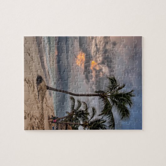 Hawaiian Exotic Beach Palm Trees & Sunrise Legpuzzel (Horizontaal)