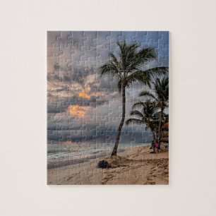 Hawaiian Exotic Beach Palm Trees & Sunrise Legpuzzel