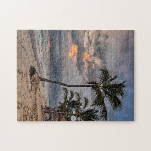 Hawaiian Exotic Beach Palm Trees & Sunrise Legpuzzel (Horizontaal)