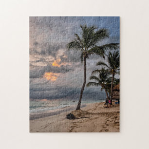 Hawaiian Exotic Beach Palm Trees & Sunrise Legpuzzel