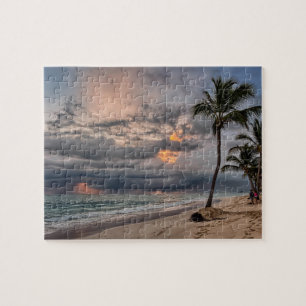 Hawaiian Exotic Beach Palm Trees & Sunrise Legpuzzel