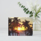 Hawaiian Exotic Beach Palm Trees Sunset Briefkaart (Staand voorkant)
