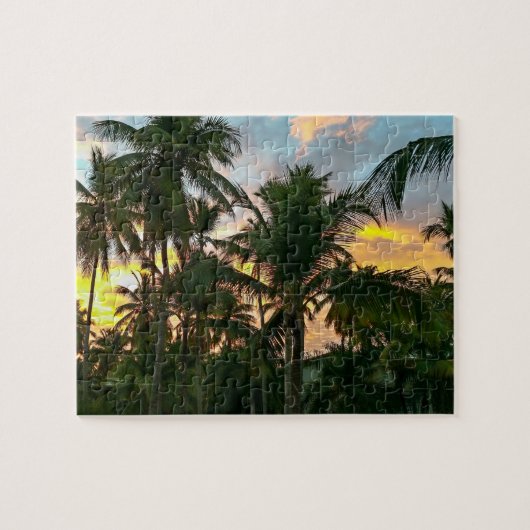 Hawaiian Exotic Beach Palm Trees Sunset Legpuzzel (Horizontaal)