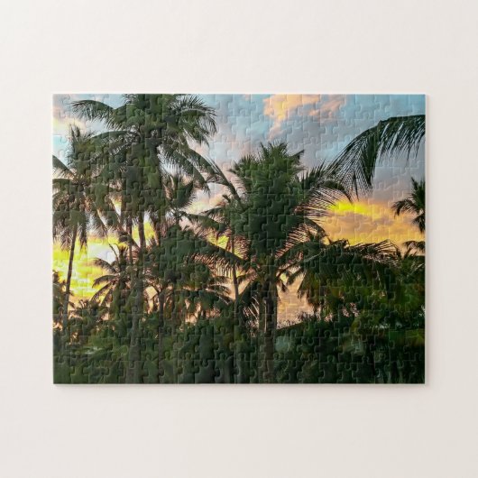 Hawaiian Exotic Beach Palm Trees Sunset Legpuzzel (Horizontaal)